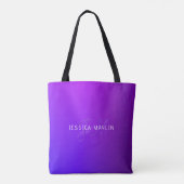Moderne Paarse Gradiënt Naam & Monogram Tote Bag (Achterkant)