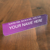 Moderne Paarse gradiënt Ombre & bewerkbare witte t Naambordje (Zijkant)