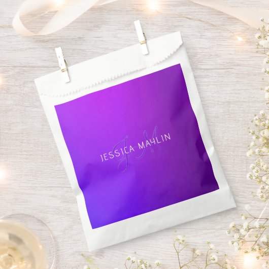 Moderne Paarse gradiëntnaam & Monogram Bedankzakje (Geknipt)