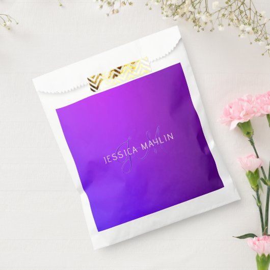 Moderne Paarse gradiëntnaam & Monogram Bedankzakje (Gezegeld)