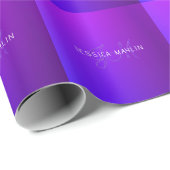 Moderne Paarse gradiëntnaam & Monogram Cadeaupapier (Rol Hoek)