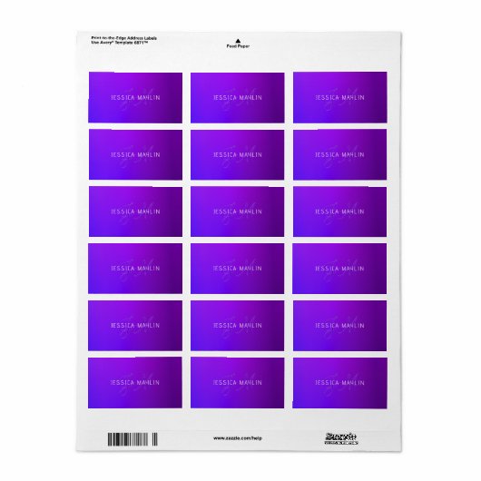Moderne Paarse gradiëntnaam & Monogram Etiket (Full Sheet)
