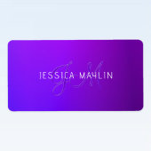 Moderne Paarse gradiëntnaam & Monogram Etiket
