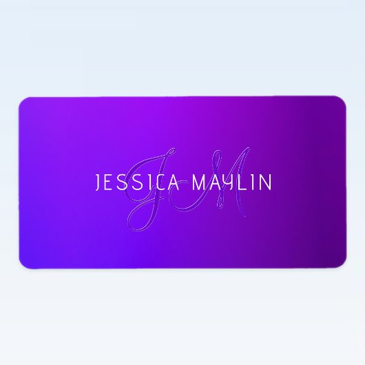 Moderne Paarse gradiëntnaam & Monogram Etiket