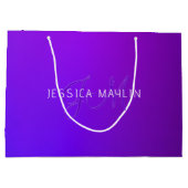 Moderne Paarse gradiëntnaam & Monogram Groot Cadeauzakje (Achterkant)