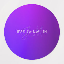 Moderne Paarse gradiëntnaam & Monogram Labels