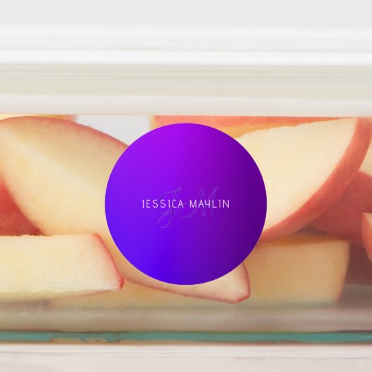 Moderne Paarse gradiëntnaam & Monogram Labels (Aangebracht)