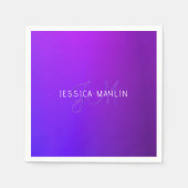 Moderne Paarse gradiëntnaam & Monogram Servet (Voorkant)