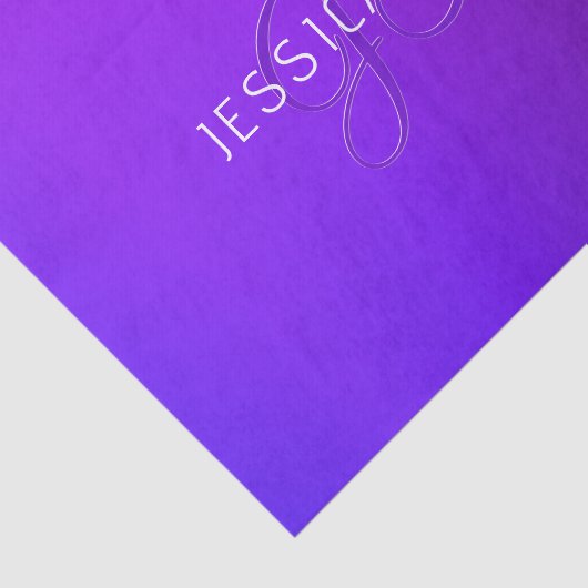 Moderne Paarse gradiëntnaam & Monogram Tissuepapier (Detail)