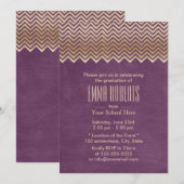 Moderne paarse graduatie met gouden chevron strepe kaart (Voorkant / Achterkant)