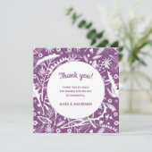 Moderne Paarse grafische bruiloft bedankt (Staand voorkant)