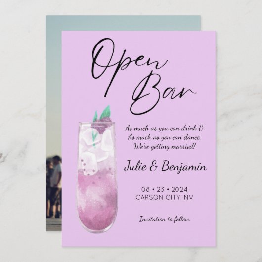 Moderne Paarse grappige foto Save The Date (Voorkant / Achterkant)