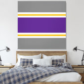 Moderne Paarse Grijze Geel Wit Racing Stripes Canvas Afdruk (Insitu (Slaapkamer))