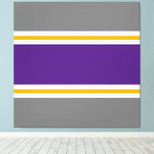 Moderne Paarse Grijze Geel Wit Racing Stripes Canvas Afdruk (Insitu (Houten vloer))