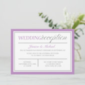 Moderne paarse & grijze trouwreceptie uitnodiginge kaart (Staand voorkant)