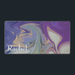 Moderne Paarse Groene & Gouden Marmeren Swirl Mono Bureaumat<br><div class="desc">Deze mooie bureaumat heeft een paarse,  groene,  lavendelgrijze en gouden wervelende marmeren achtergrond. Eenvoudig en elegant. Voeg een naam toe om het echt persoonlijk te maken. Maakt een geweldig cadeau. Creëer door Simply Farmhouse Press.</div>