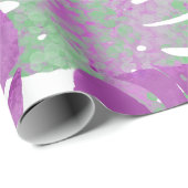 Moderne paarse groene tropische monstera plant bla cadeaupapier (Rol Hoek)