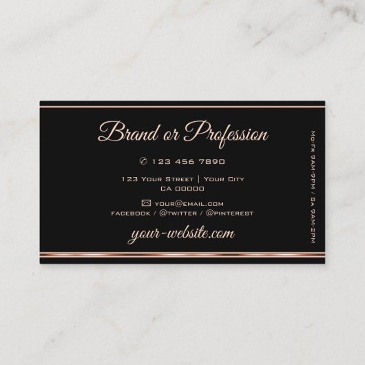 Moderne Paarse Grote Glitter Black Roos Gold Borde Visitekaartje (Achterkant)