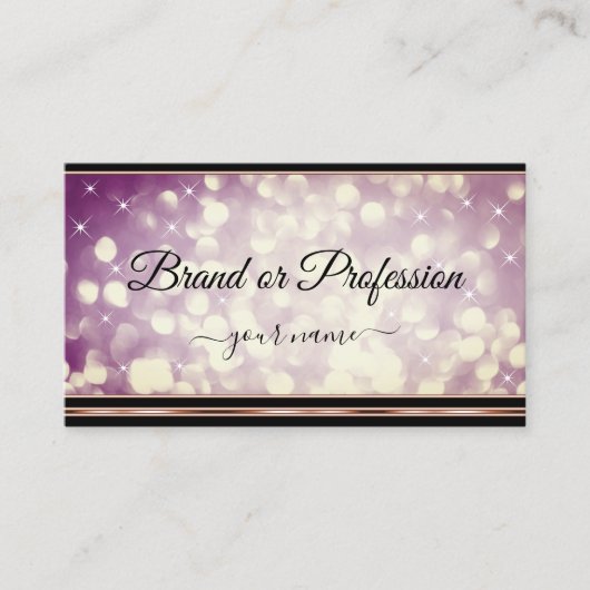 Moderne Paarse Grote Glitter Black Roos Gold Borde Visitekaartje (Voorkant)