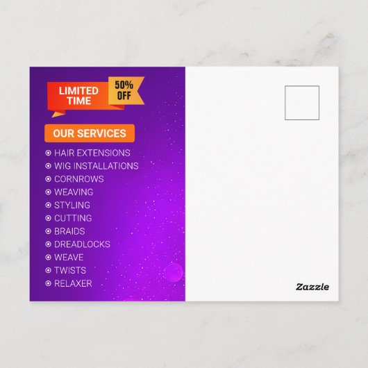 Moderne Paarse Haarstylist Beauty Salon Kapper Briefkaart (Achterkant)