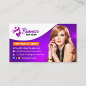 Moderne Paarse Haarstylist Beauty Salon Kapper Visitekaartje (Voorkant)