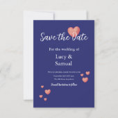 Moderne paarse Hart Save The Date Kaart (Voorkant)