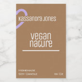 Moderne Paarse hartvorm  bruine kaars Voedselcontainer Etiket (Enkel label)