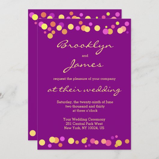 Moderne Paarse herfst bruiloft uitnodigingen (Voorkant / Achterkant)