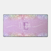 Moderne Paarse Holografische Faux Glitter Monogram Bureaumat (Voorkant)
