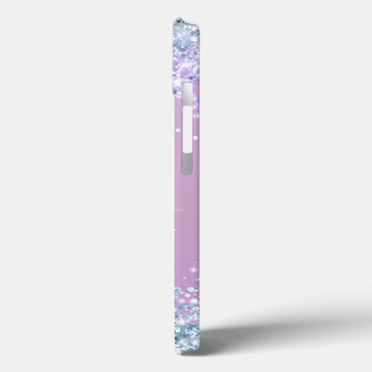 Moderne Paarse Holografische Faux Glitter Monogram Case-Mate iPhone Case (Achterkant / Links)