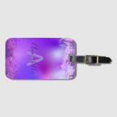 Moderne Paarse holografische Glitter op basis van  Bagagelabel (Voorkant (horizontaal))