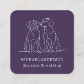 Moderne Paarse hondenwandelhond Walker Pet Sitter Vierkante Visitekaartje (Voorkant)