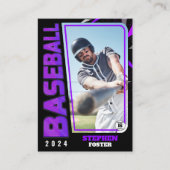 Moderne Paarse honkbalspeler Trading Kaart Stats Contactkaartje (Voorkant)