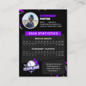 Moderne Paarse honkbalspeler Trading Kaart Stats Contactkaartje (Achterkant)
