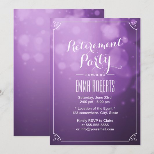 Moderne Paarse hooglichten: legante rustpartij Kaart (Voorkant / Achterkant)