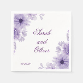 moderne paarse huwelijksbloem  servet