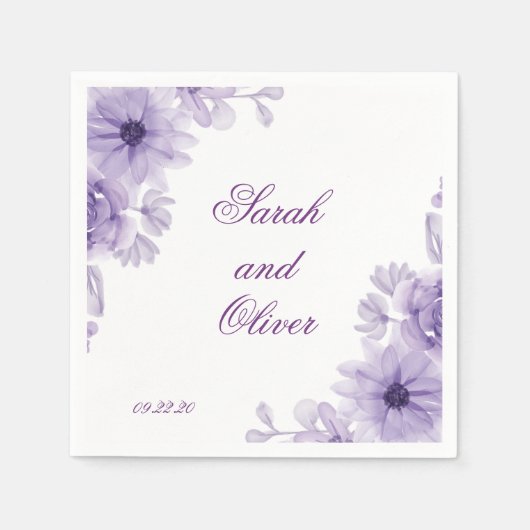 moderne paarse huwelijksbloem  servet (Voorkant)