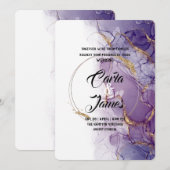 moderne paarse inkt Waterverf elegant bruiloft Kaart (Voorkant / Achterkant)