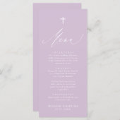 Moderne Paarse Kaart in het menu Baptisme voor kru (Voorkant / Achterkant)