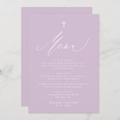 Moderne Paarse Kaart in het menu Baptisme voor kru (Voorkant / Achterkant)