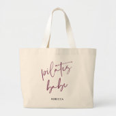 Moderne paarse kalligrafie-uitloopgym Pilates Babe Grote Tote Bag (Voorkant)