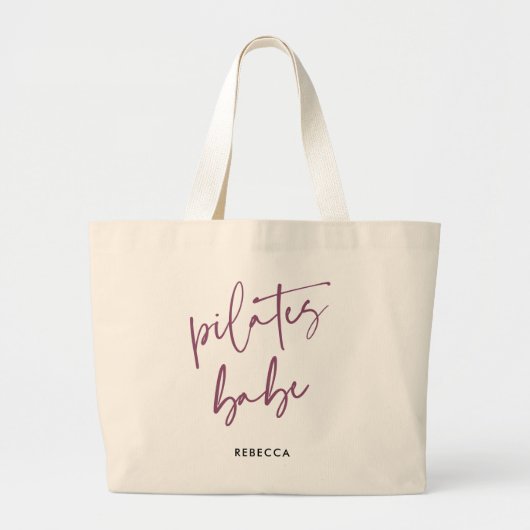 Moderne paarse kalligrafie-uitloopgym Pilates Babe Grote Tote Bag (Voorkant)