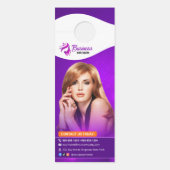 Moderne Paarse Kapsalon Kapper Schoonheidssalon Deurhanger (Voorkant)