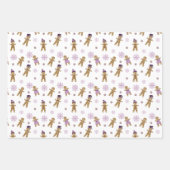 Moderne Paarse Kerst Sneeuwpoppen Gingerbread Mann Inpakpapier Vel (Voorkant 2)