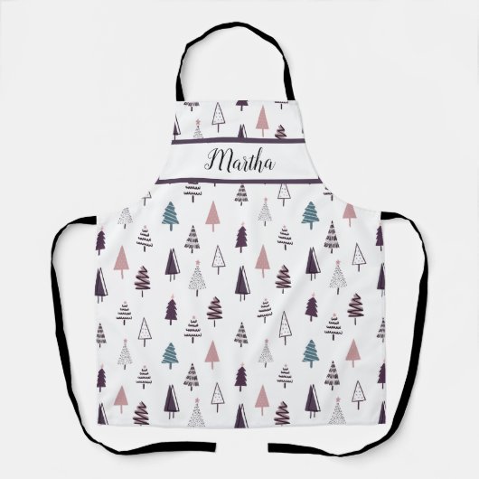 Moderne Paarse kerstbomen op maat Schort (Voorkant)