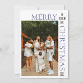 Moderne Paarse kerstfotofeestkaart Feestdagenkaart