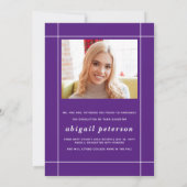 Moderne paarse Klasse van 2025 afstuderen foto Aankondiging (Achterkant)