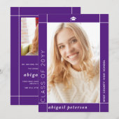 Moderne paarse Klasse van 2025 afstuderen foto Aankondiging (Voorkant / Achterkant)