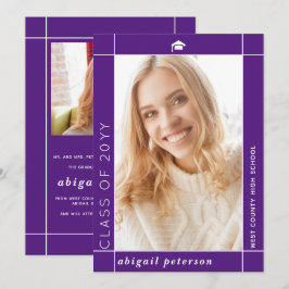 Moderne paarse Klasse van 2025 afstuderen foto Aankondiging