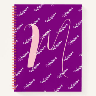 Moderne Paarse kleur - Initiaal naam monogrammed Notitieboek